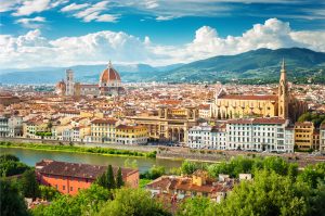 Aerial view of the Florence cityscape in Tuscany, Italy