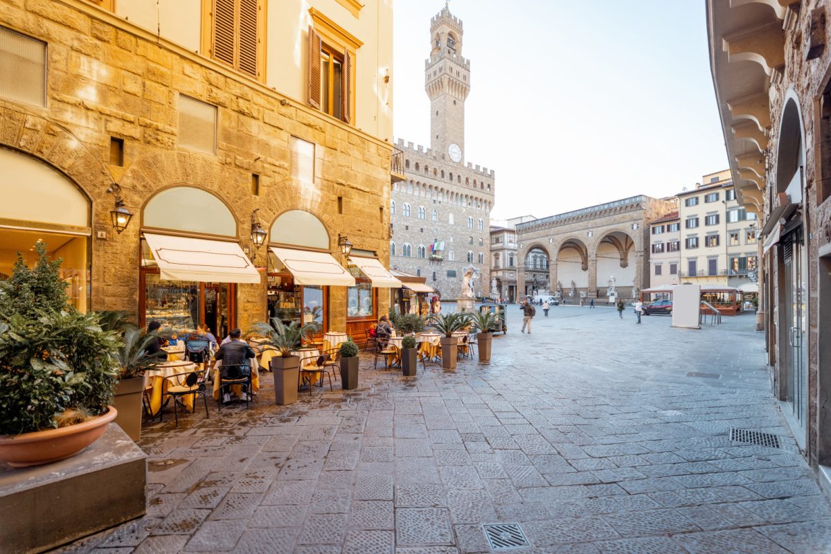 Cafe near the Vecchio palace in Florence, Italy