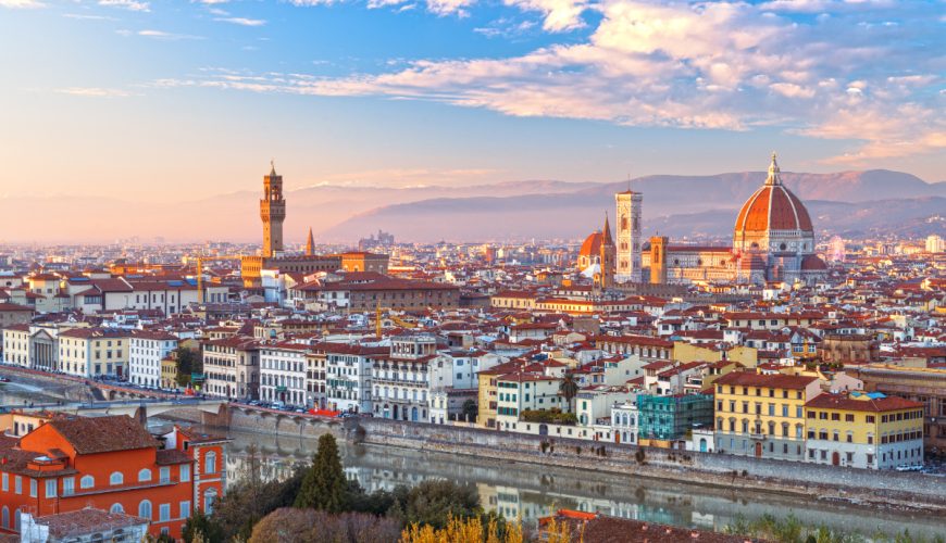 Panoramic view of the Florence, Italy historic town and skyline