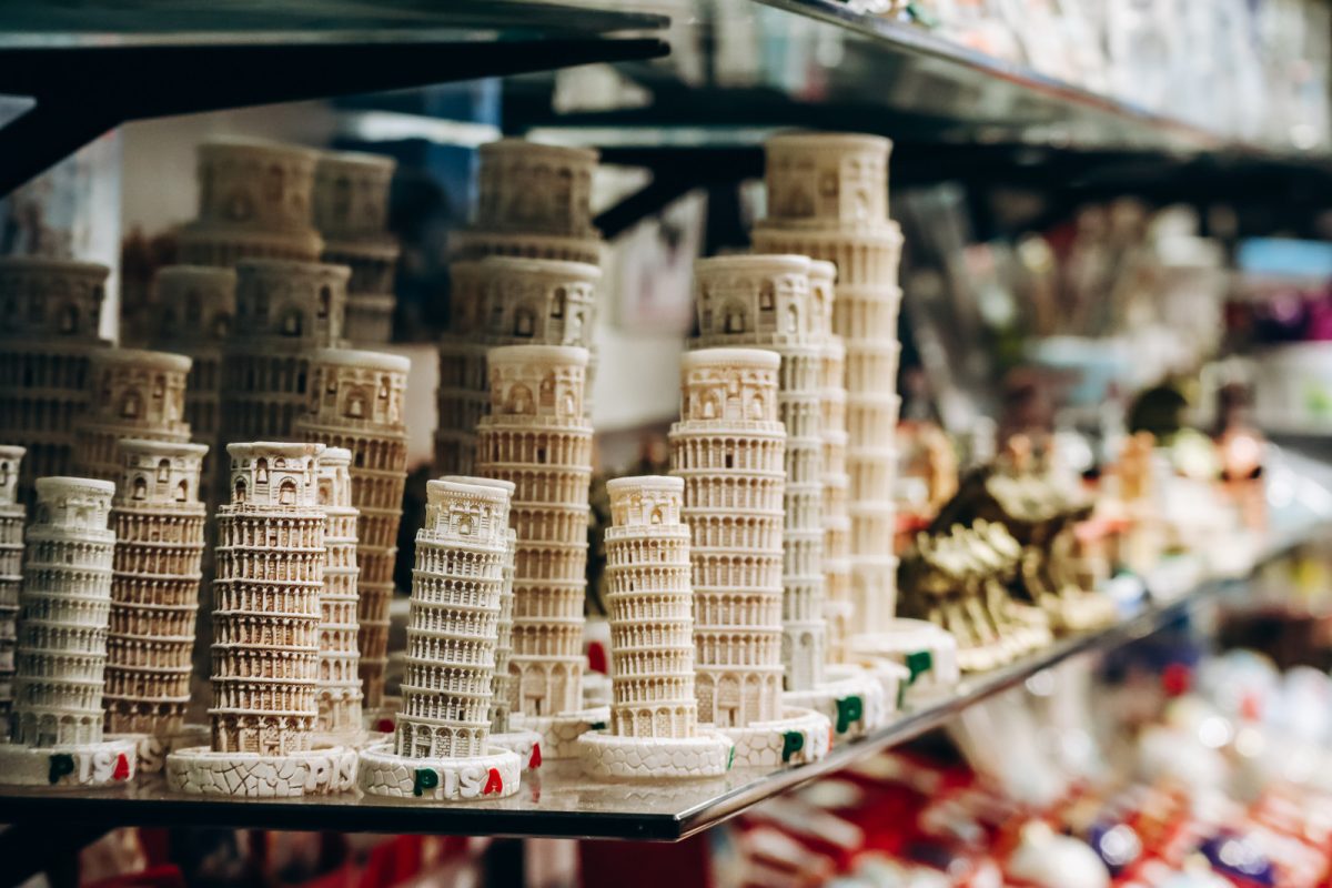 Souvenirs in a shop at Florence, Italy