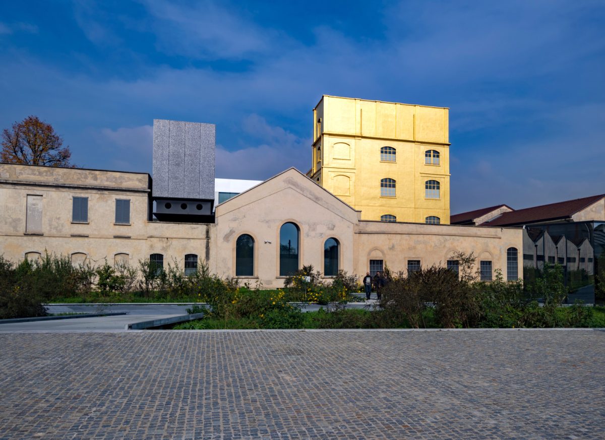 Exterior of the Fondazione Prada in Milan, Italy