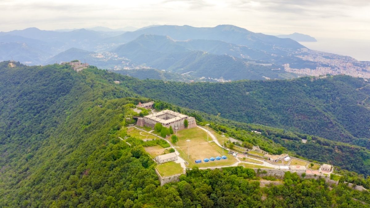 Aerial view of Forte Begato in Genoa, Italy