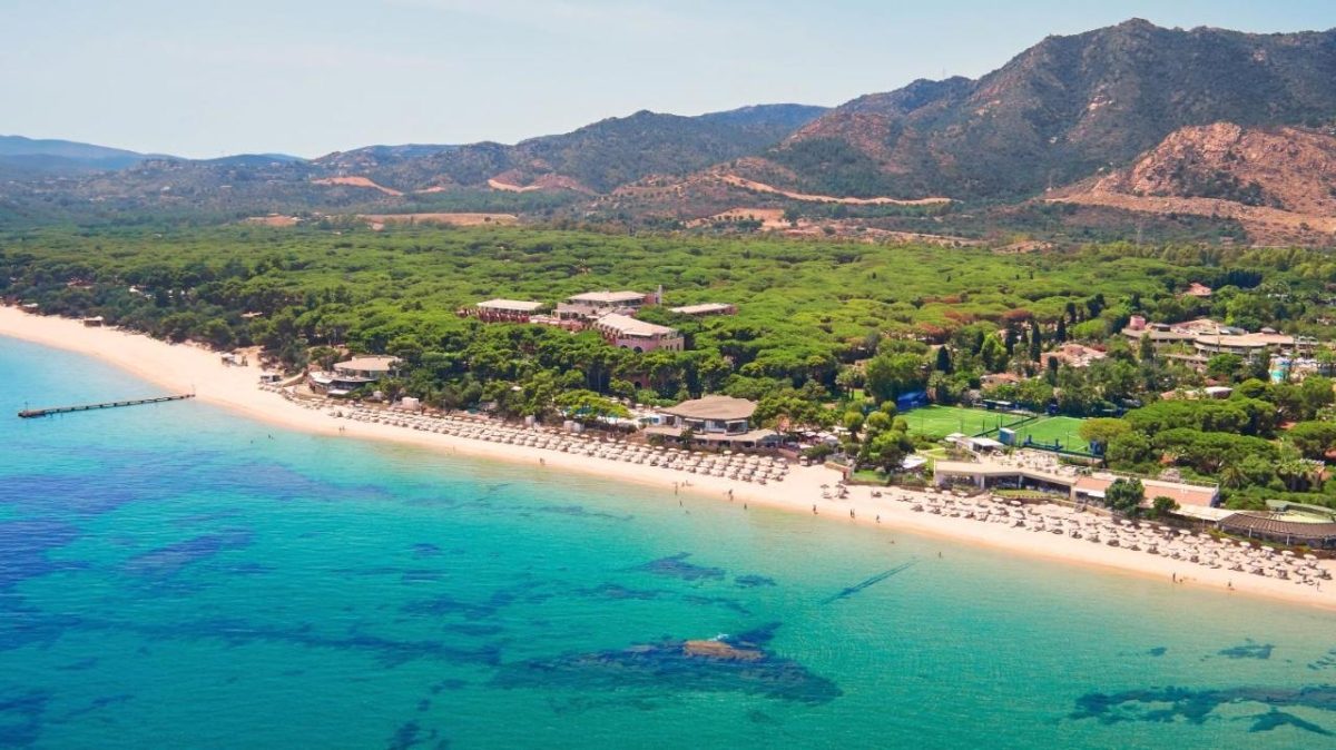 Aerial view of the Forte Village Resort - Bouganville in Italy