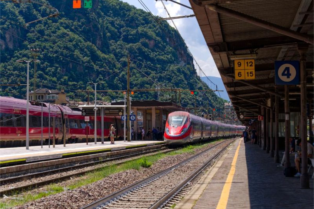 Frecciarossa high speed train at railway station in Italy