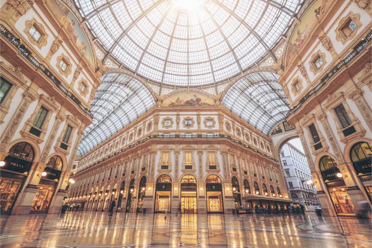 Inside of the Galleria Vittorio Emanuele II in Milan, Italy