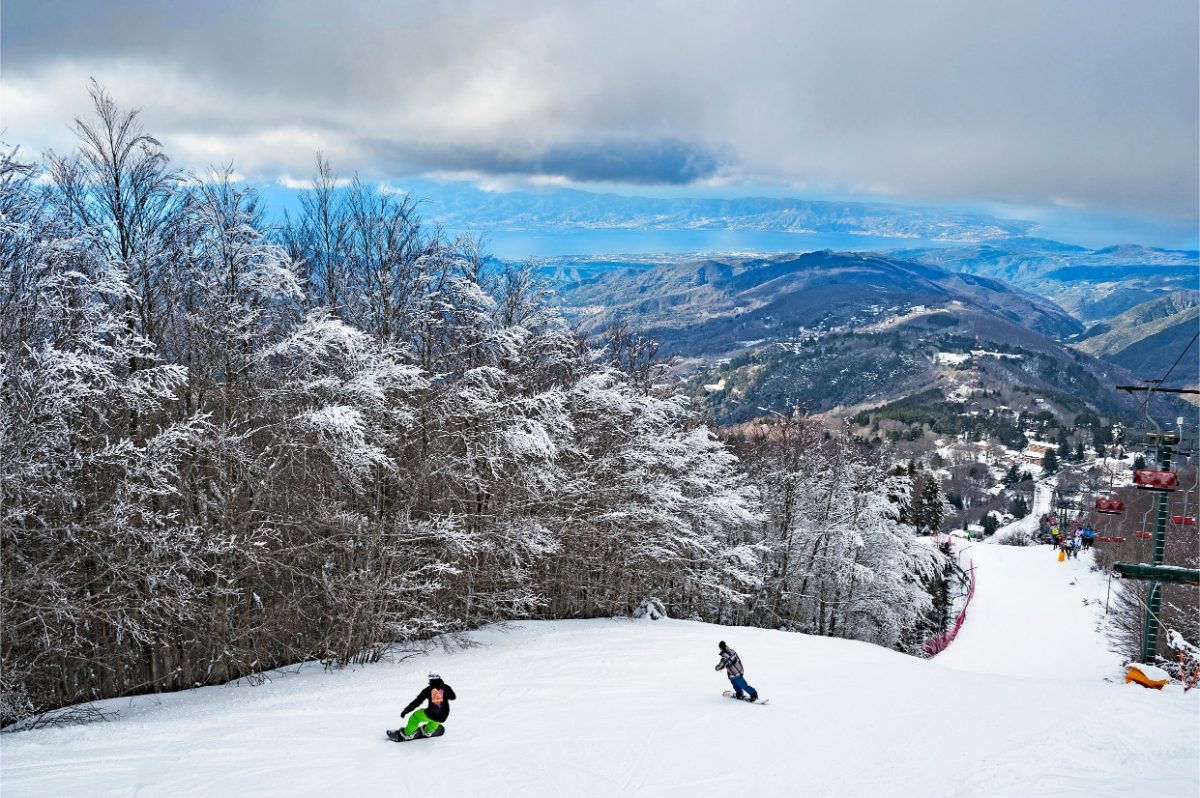 Ski slope on a mountain at Gambarie, Reggio Calabria district in Calabria, Italy