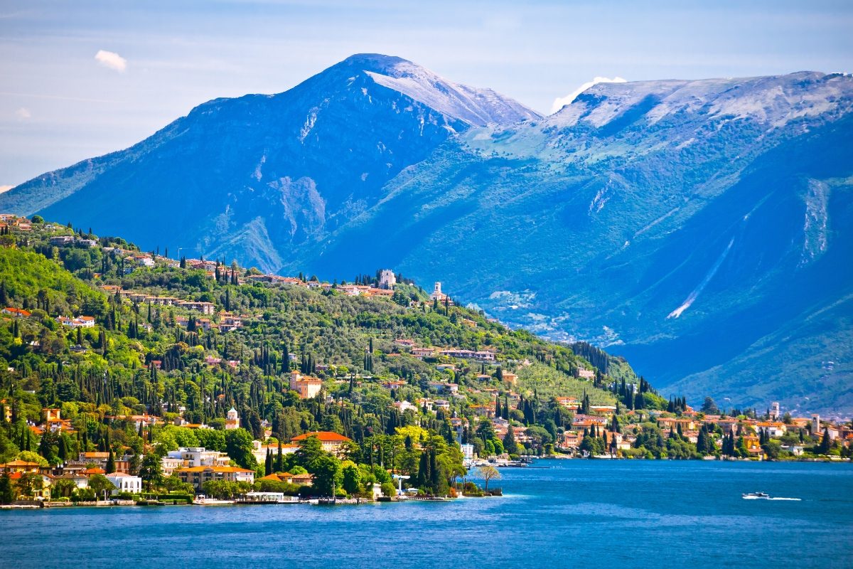 Panoramic view of the Gardone Riviera in Lake Garda, Italy 