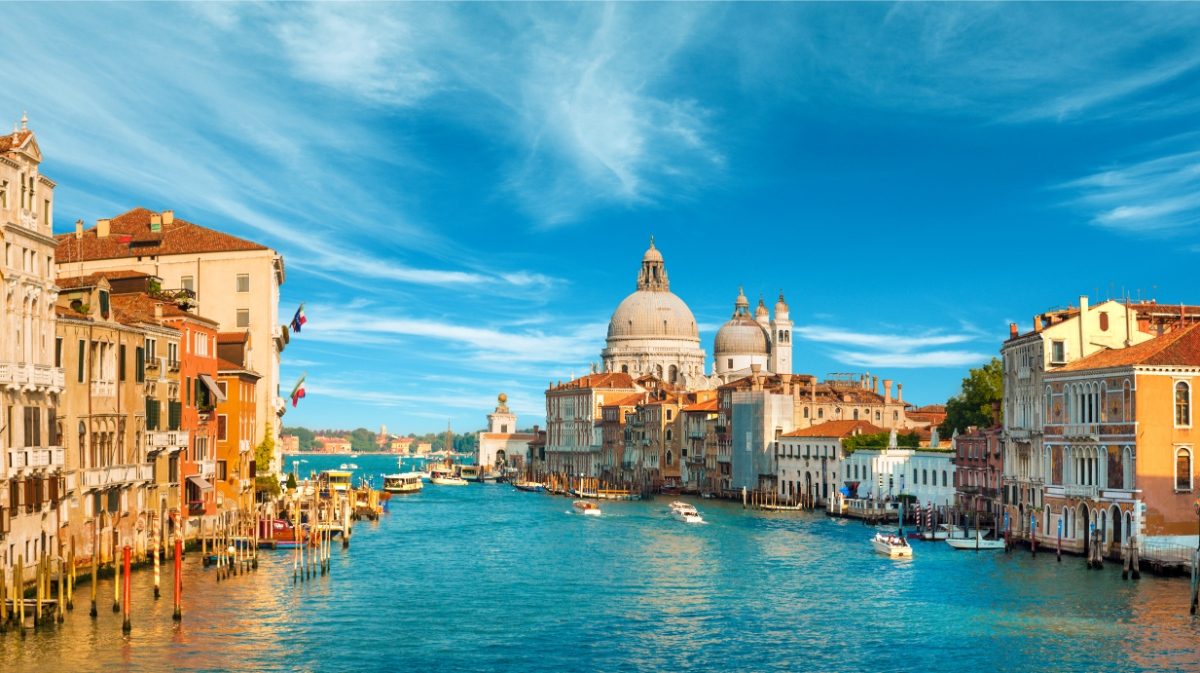 Panoramic view of the Grand Canal and skyline of Venice, Italy