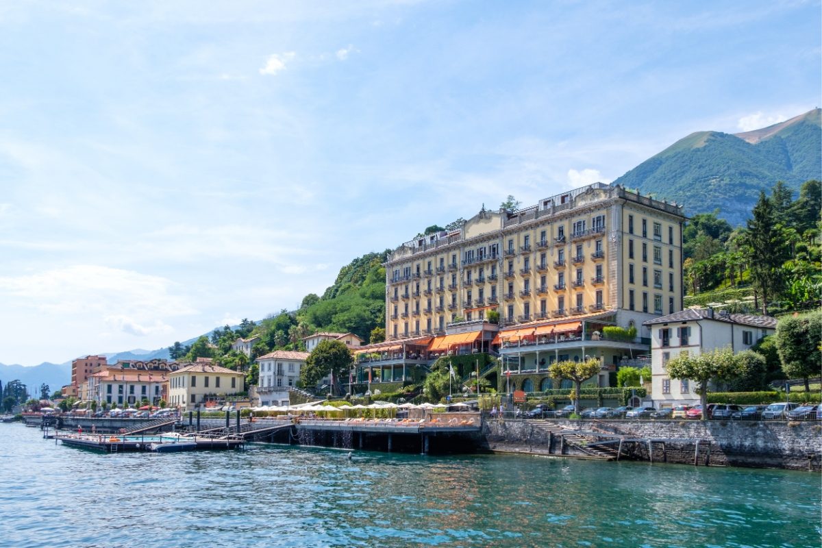 Exterior and the building of the Grand Hotel Tremezzo by the Lake Como in Italy