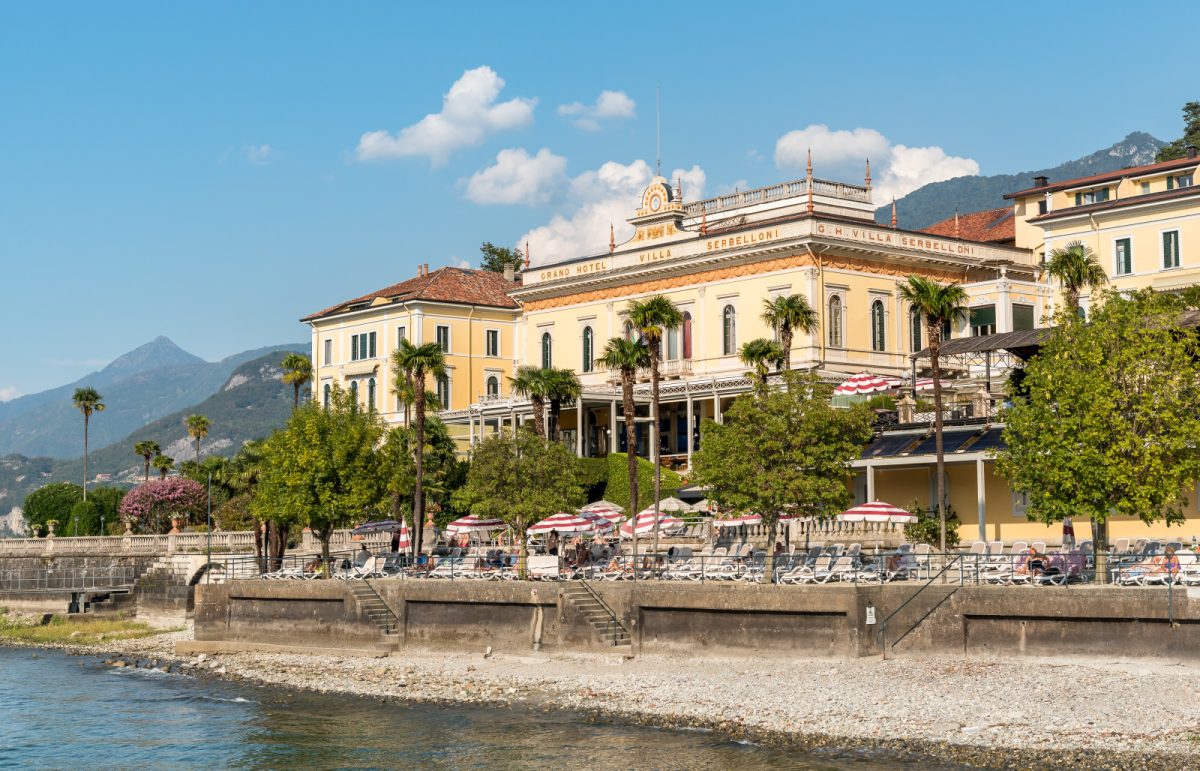 Building exterior of the Grand Hotel Villa Serbelloni  in Bellagio, Lombardy, Italy