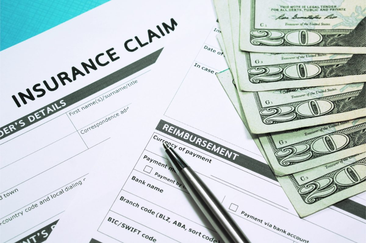 Insurance claim form and paper bills