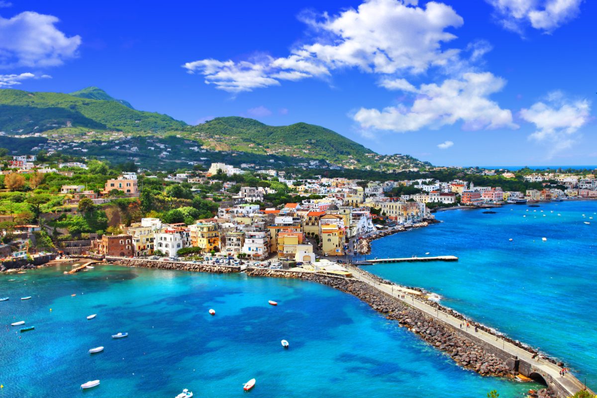 Aerial view of the Ischia Island in Italy