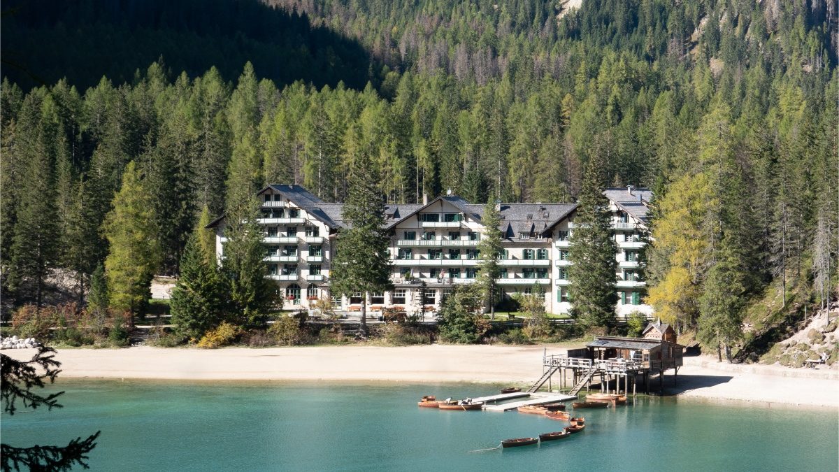 Retreat at the Lake Braies or the Lago di Braies in Dolomites, South Tyrol, Italy