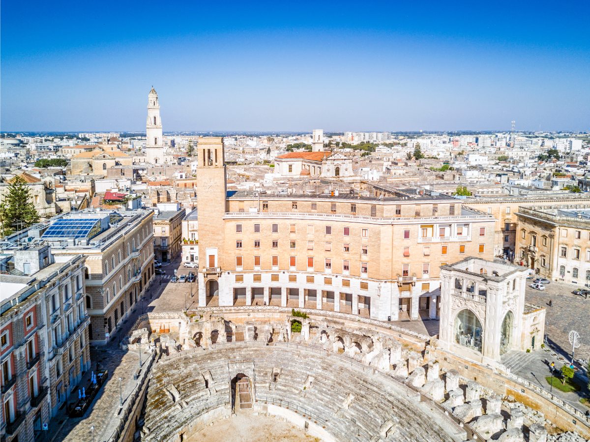 Aerial view of the historic city center of Lecce in Puglia, Italy 