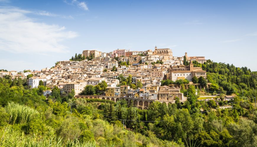 Panoramic view of the Loreto Aprutino medieval town in Abruzzo, Italy