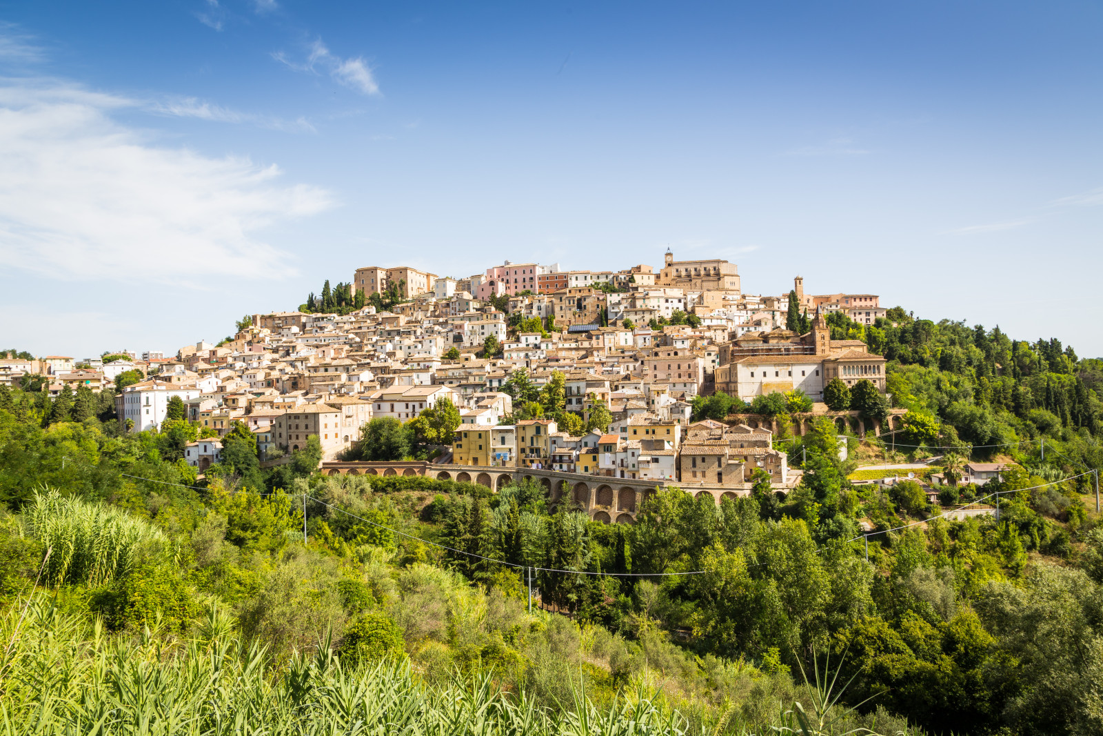 Panoramic view of the Loreto Aprutino medieval town in Abruzzo, Italy