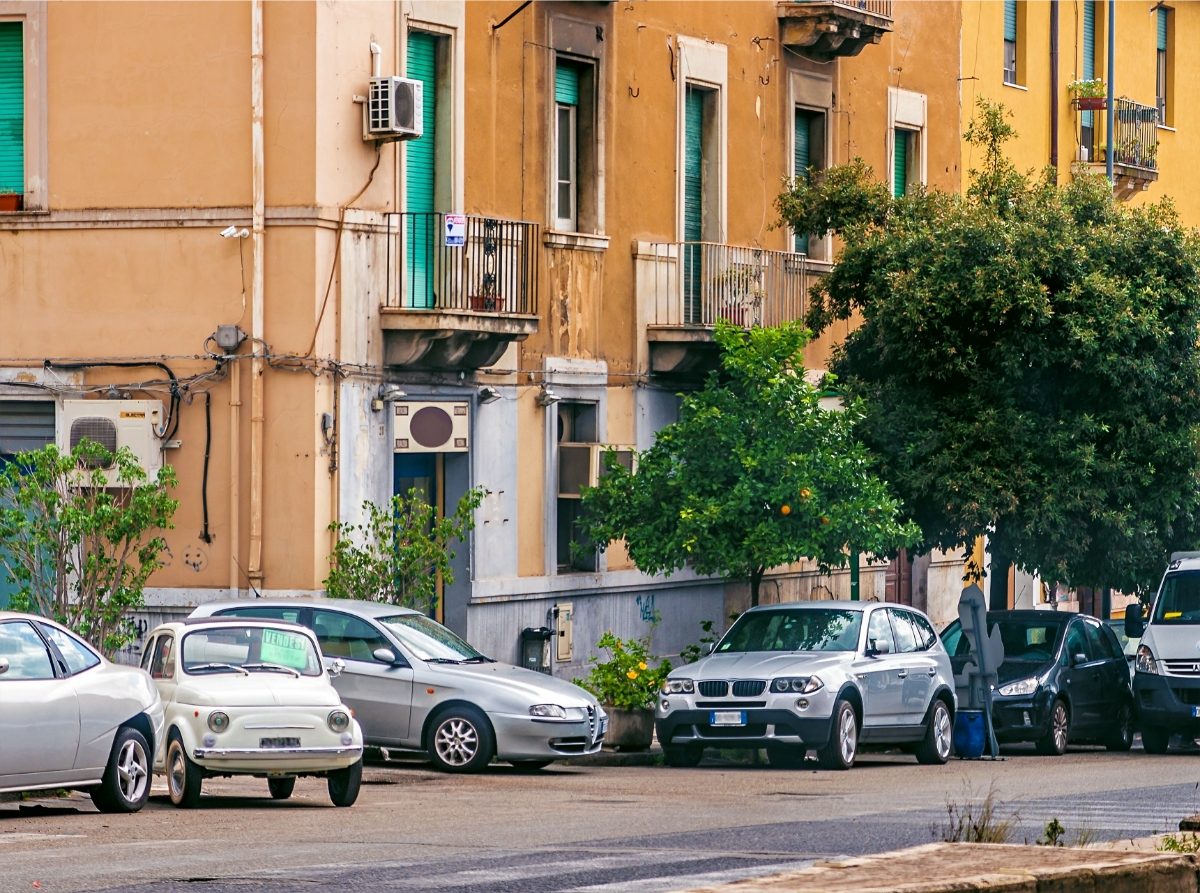 Cars on a street in Messina, Sicily, Italy