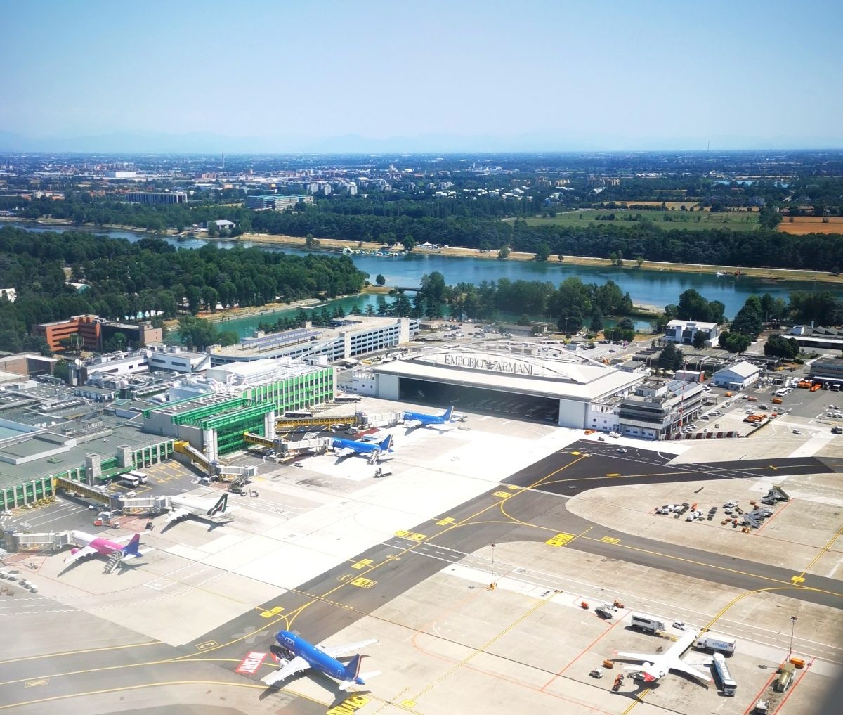 Aerial view of the Milan Linate Airport
