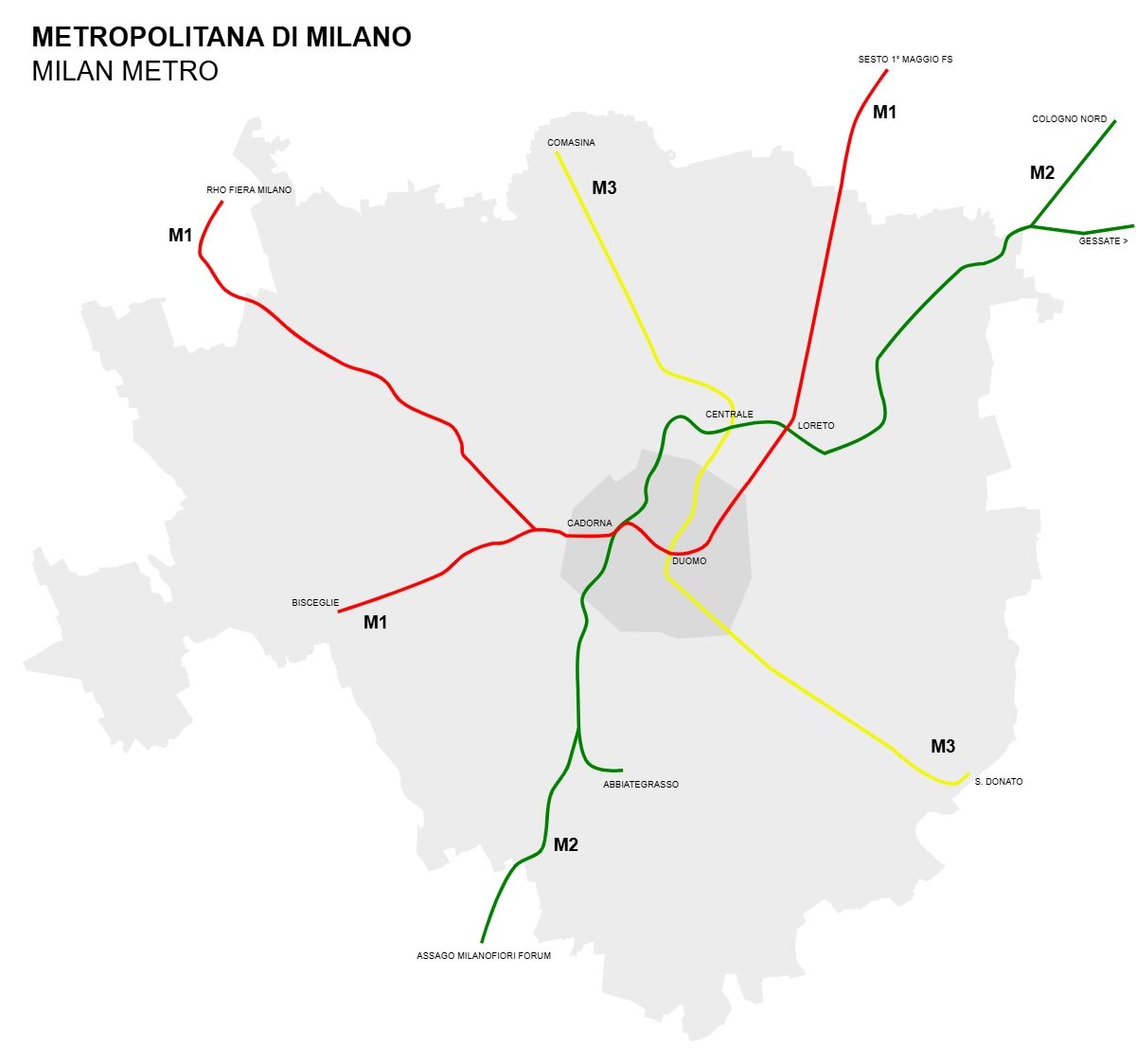 Illustration of the Milan Metro map