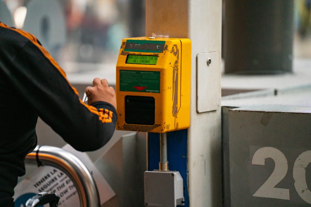 Milano Centrale railway station ticket validation device in Milan, Italy