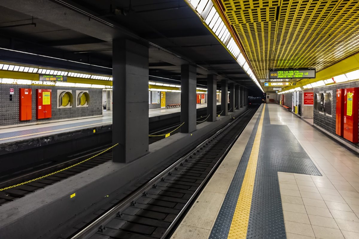 Underground metro station platform in Milan, Italy