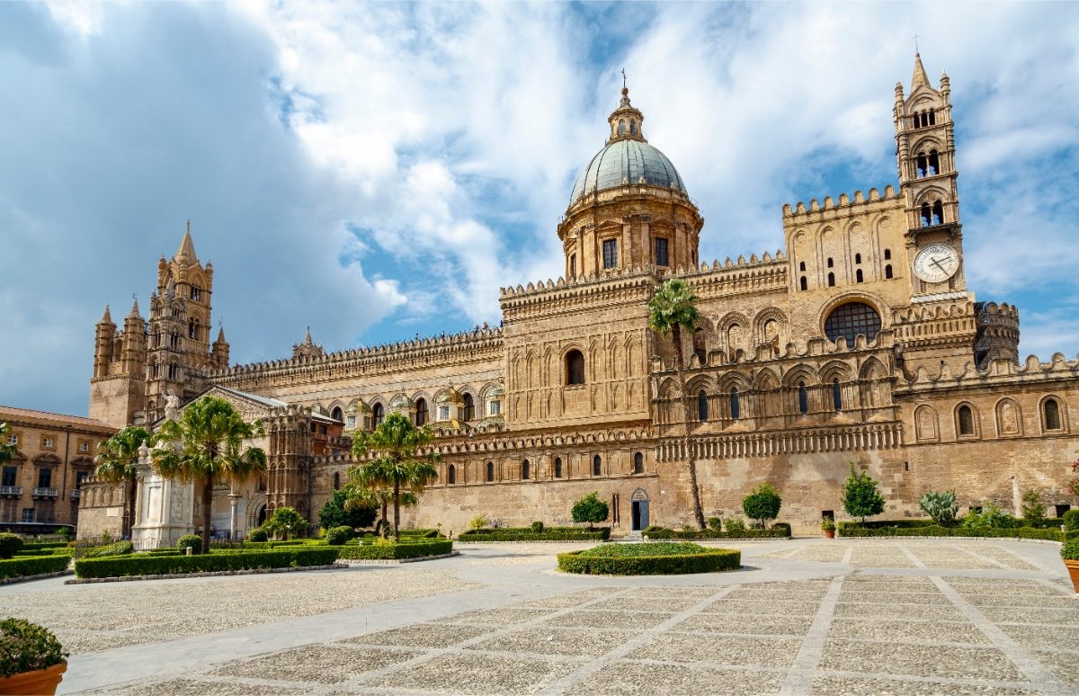 Duomo di Monreale or the Monreale Cathedral exterior in Monreale, near Palermo, Sicily, Italy