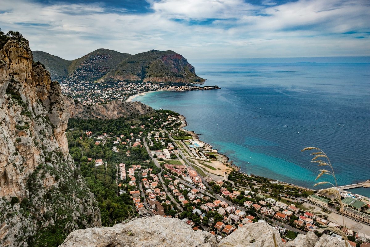 Panoramic view of the Monte Pellegrino in Palermo, Sicily, Italy