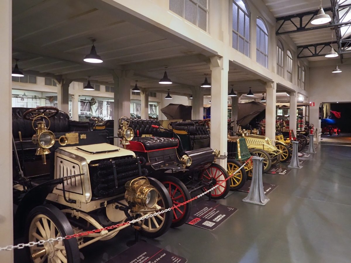 Exhibit of vintage cars at Museo dell'Automobile in Turin, Italy