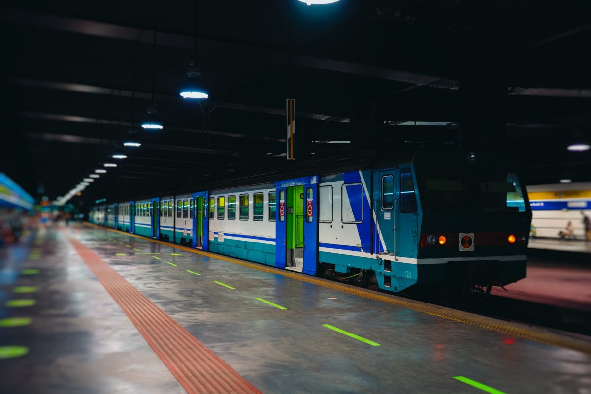 Train at the underground central metro station in Naples, Italy