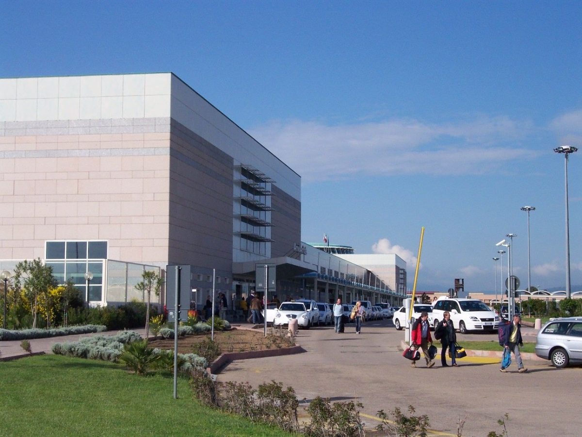 taxi stand outside the Olbia Costa Smeralda Airport in Italy