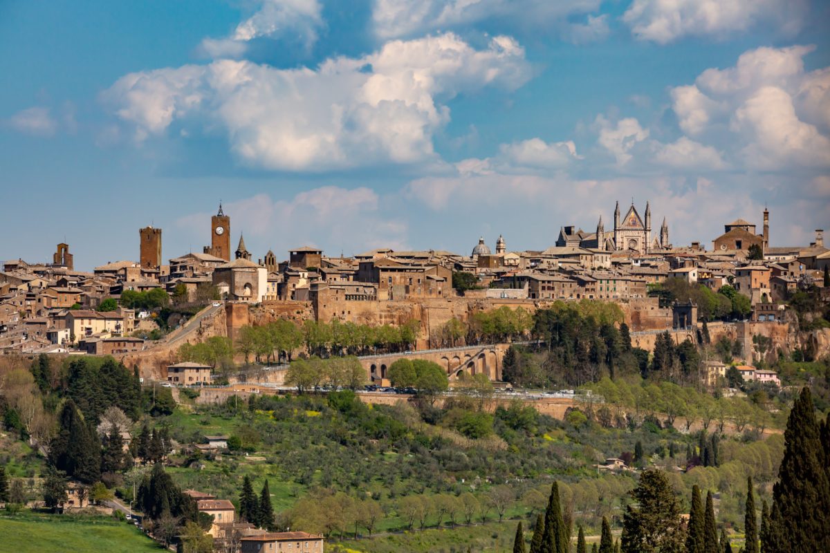 Panoramic view of Orvieto Old Town architectures in Orvieto, Umbria, Italy