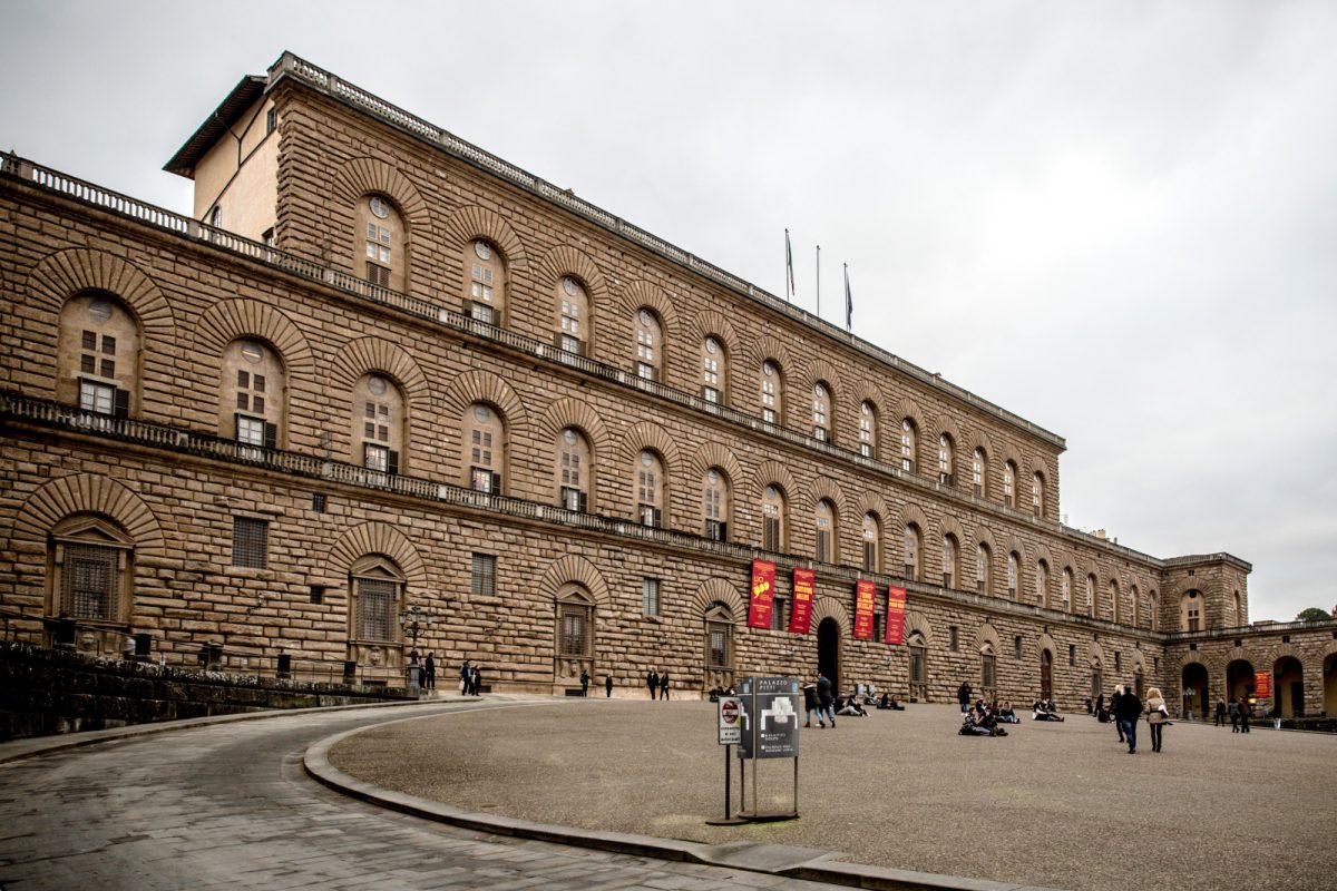 Front and exterior of the Palazzo Pitti in Florence, Italy