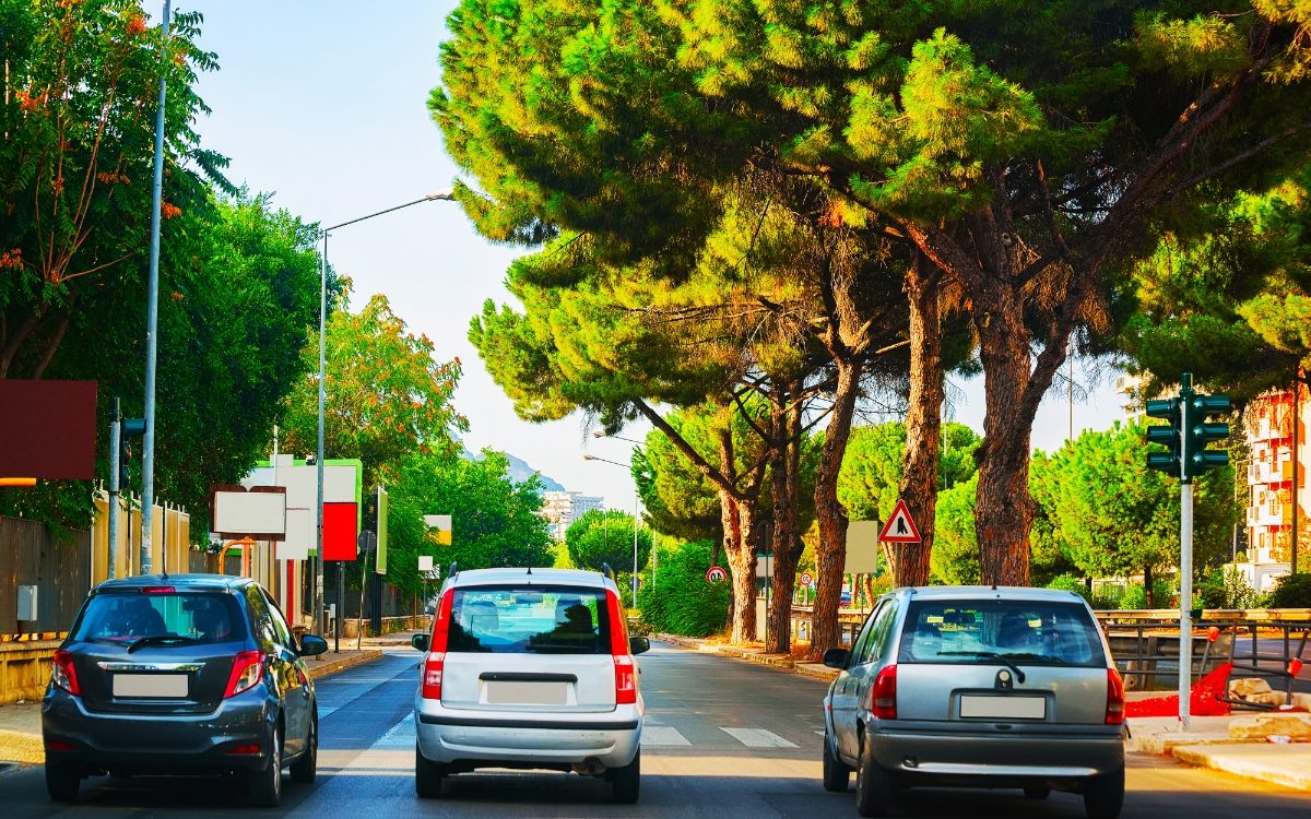 Cars on a scenic street Palermo, Sicily, Italy