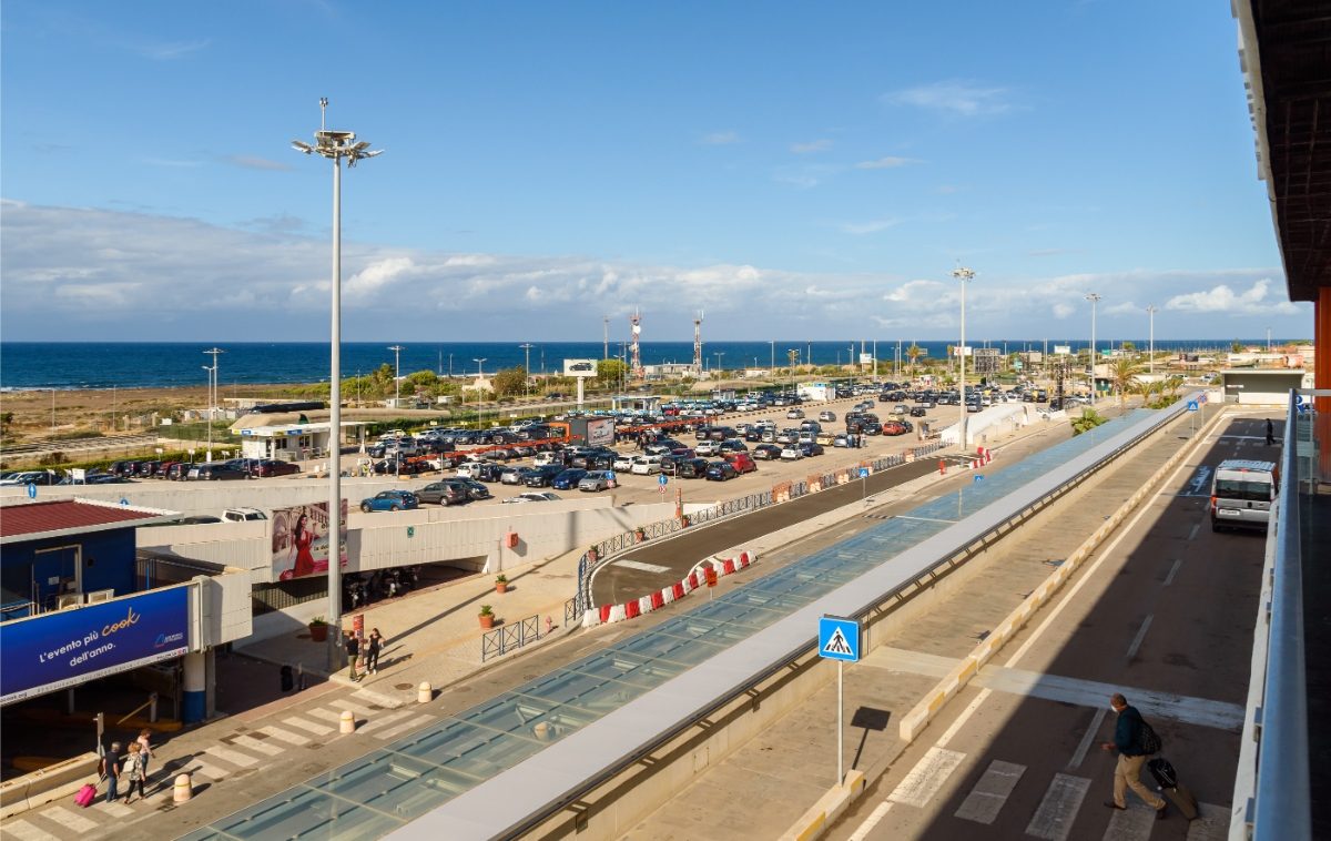 Departure terminal at the Palermo Airport or the Palermo Falcone Borsellino Airport in Palermo, Italy