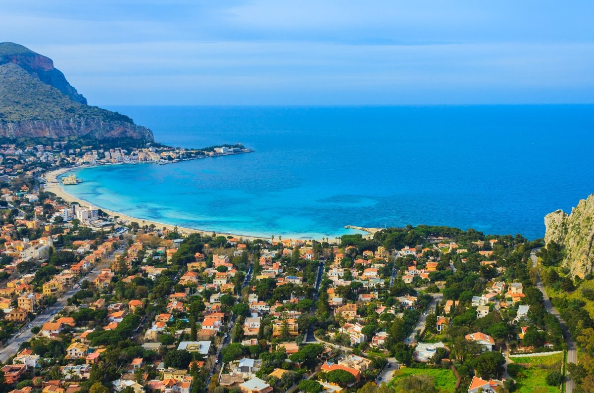 Aerial view of the Palermo seaside on Sicily island, Italy