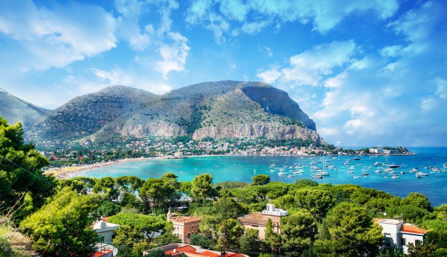 Aerial view of the Palermo cityscape in Sicily, Italy