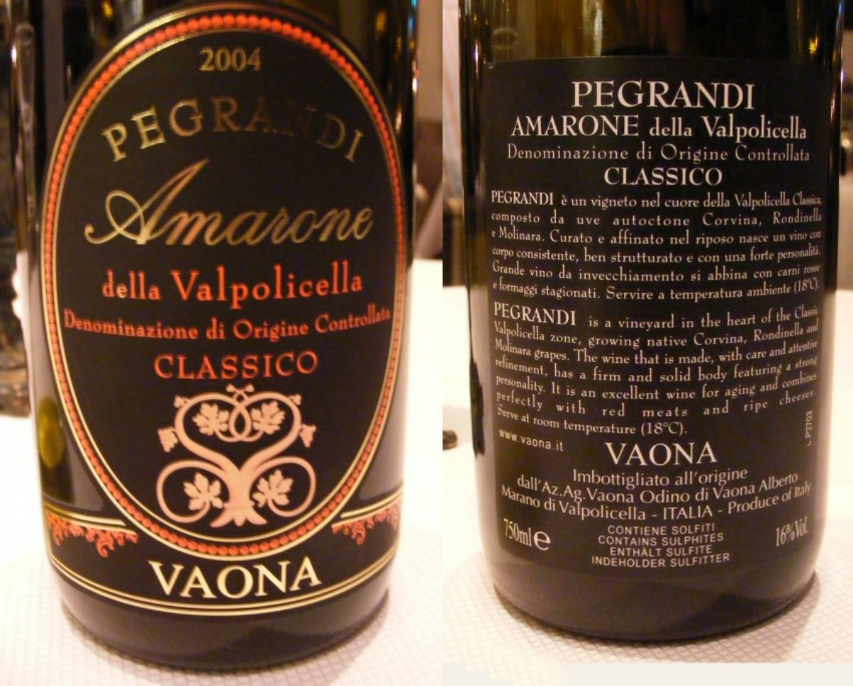 Pegrandi Amarone della Valpolicella, a Denominazione di Origine Controllata