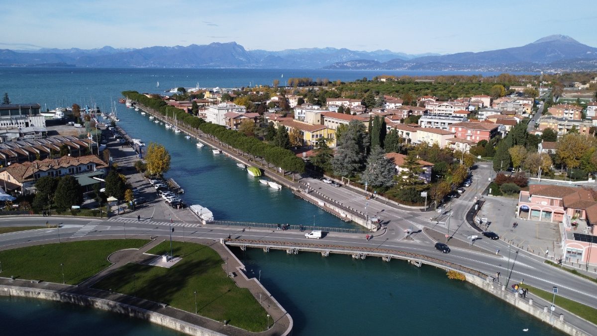 Aerial view of the Peschiera del Garda in Lake Garda, Italy