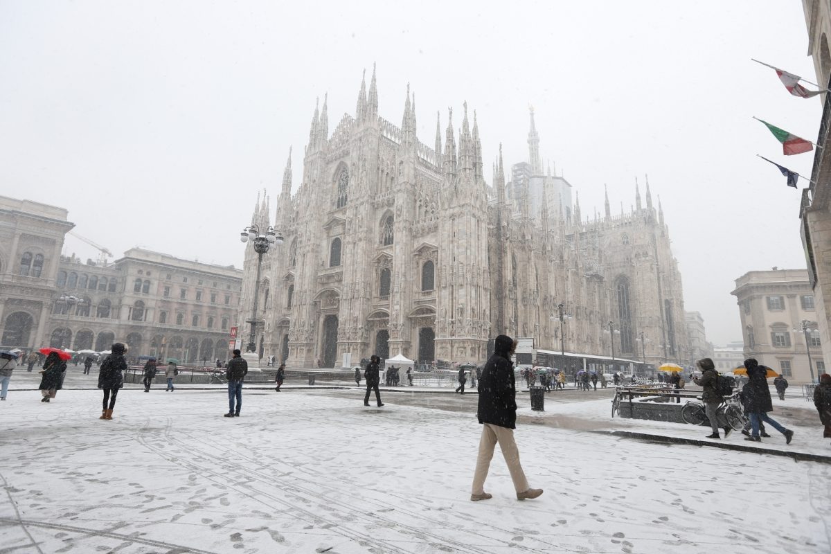 Piazza del Duomo and Duomo Di Milano during winter in Milan, Italy