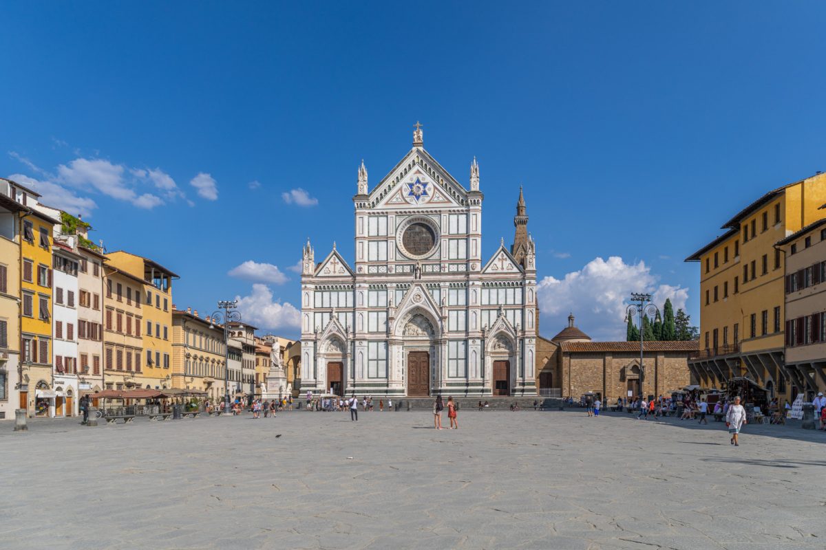 Basilica of Santa Croce in Florence and the Piazza di Santa Croce in Florence, Italy