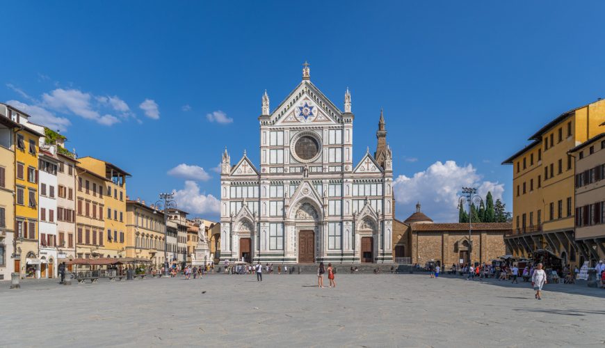 Basilica of Santa Croce in Florence and the Piazza di Santa Croce in Florence, Italy