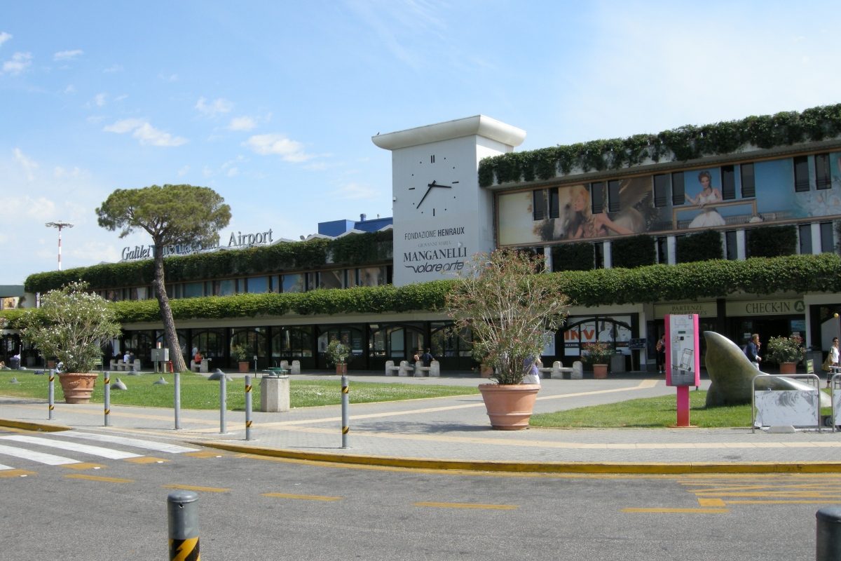 Exterior of the Pisa International Airport in Pisa, Italy