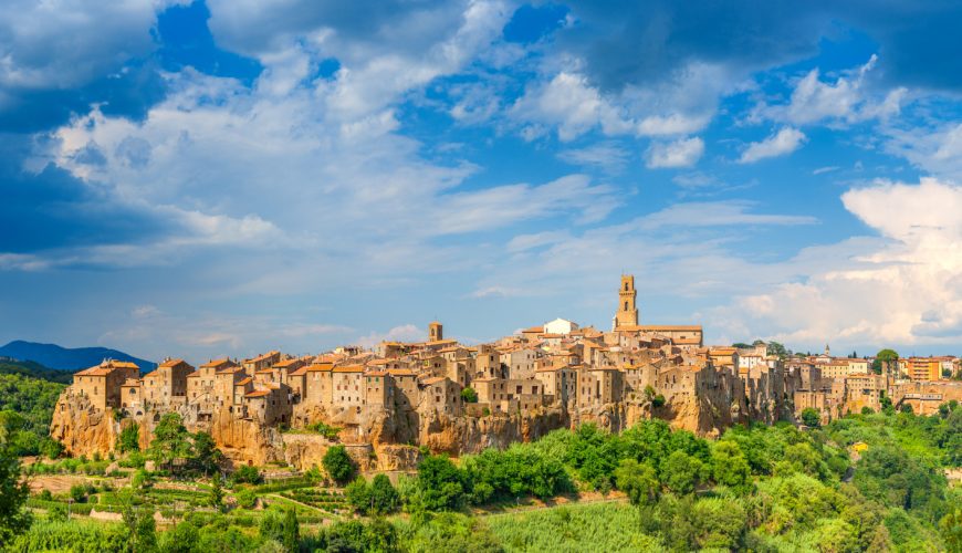 Panoramic view of the Pitigliano medieval town in Tuscany, Italy