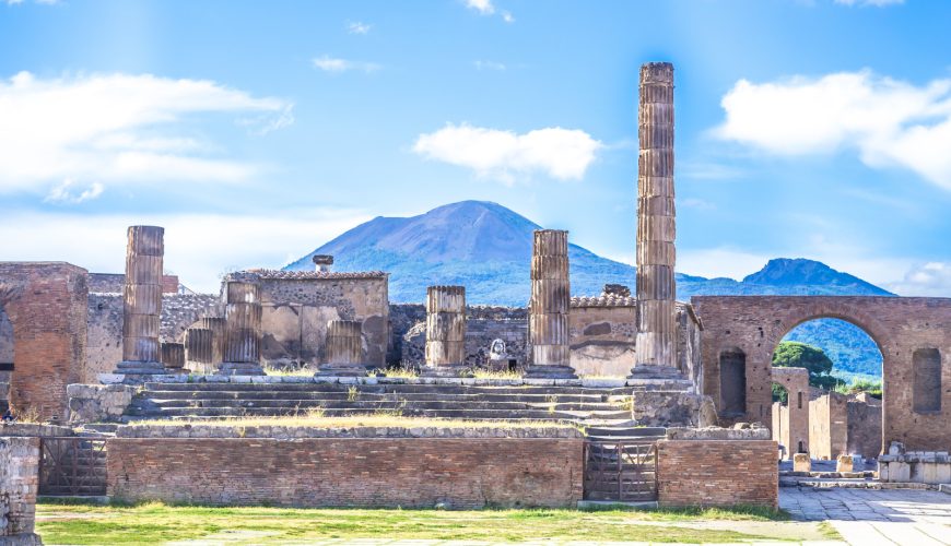 Ancient ruins of Pompeii in Metropolitan City of Naples, Italy