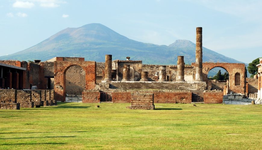 Pompeii Archaeological Park and the Mount Vesuvius in Naples, Italy