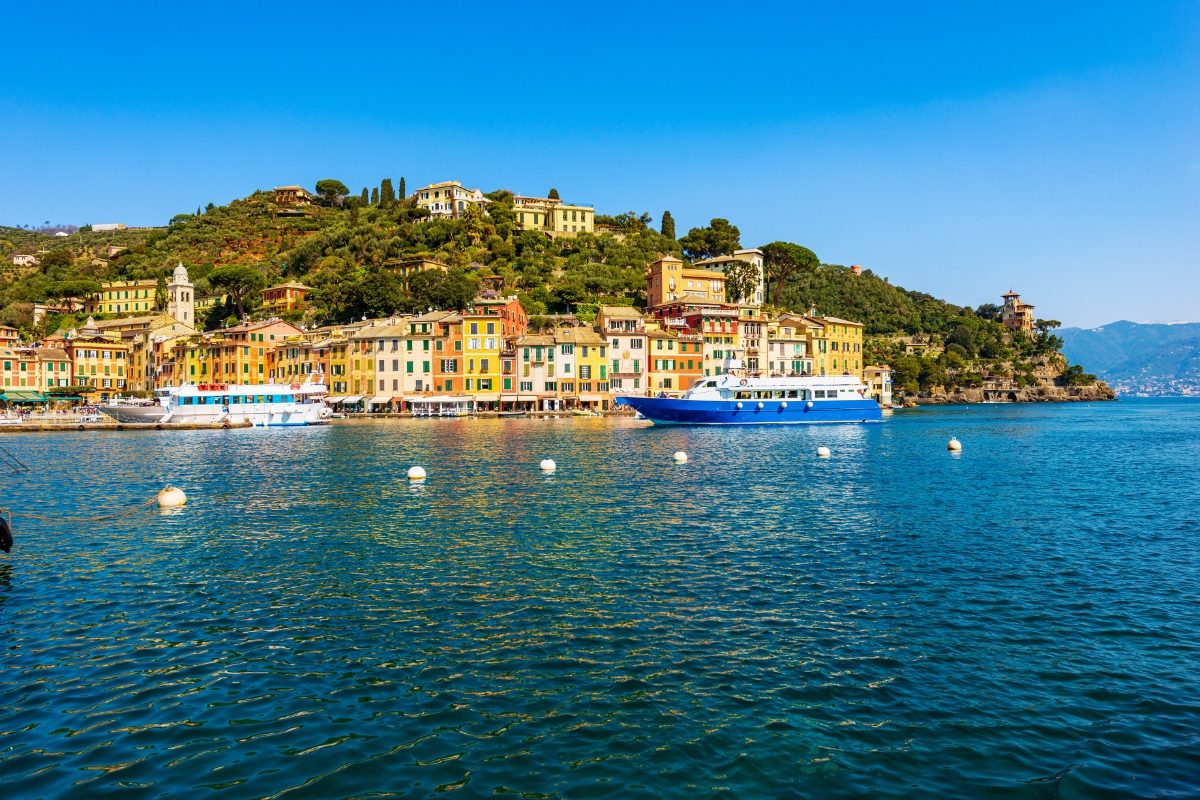 Ferry at cruising at Liguria, Italy