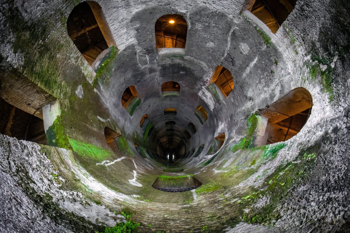 The look inside Pozzo di San Patrizio or St. Patrick well in  Orvieto, Italy