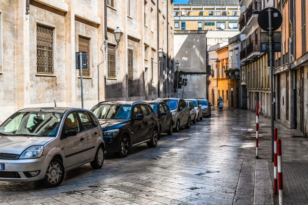 Cars parked in Puglia, Italy