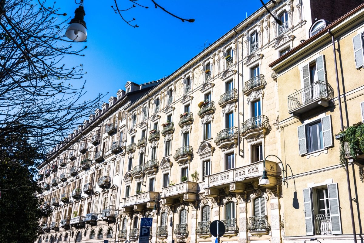 Houses and architecture in Quadrilatero Romano, Turin, Italy