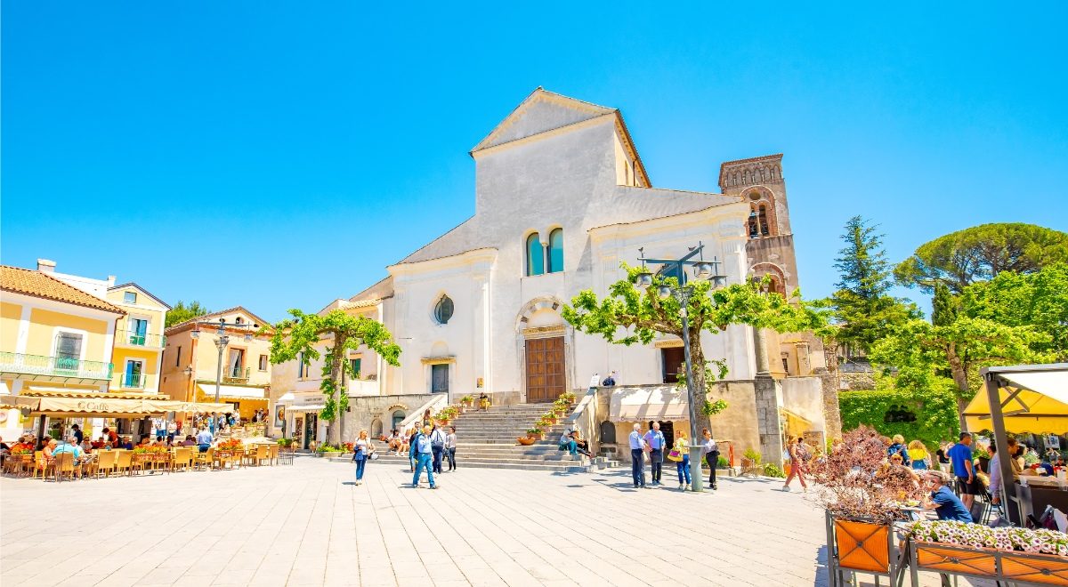 Duomo central square and old town of Ravello, Italy